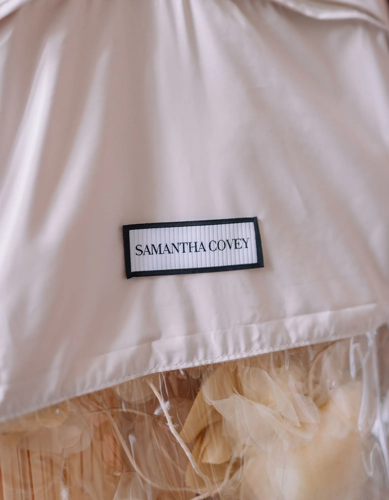 Samantha Covey garment label The Samantha Covey garment label sewn into a finished dress.